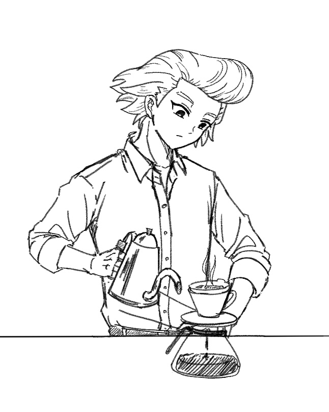 コーヒーを淹れるゼノ先生